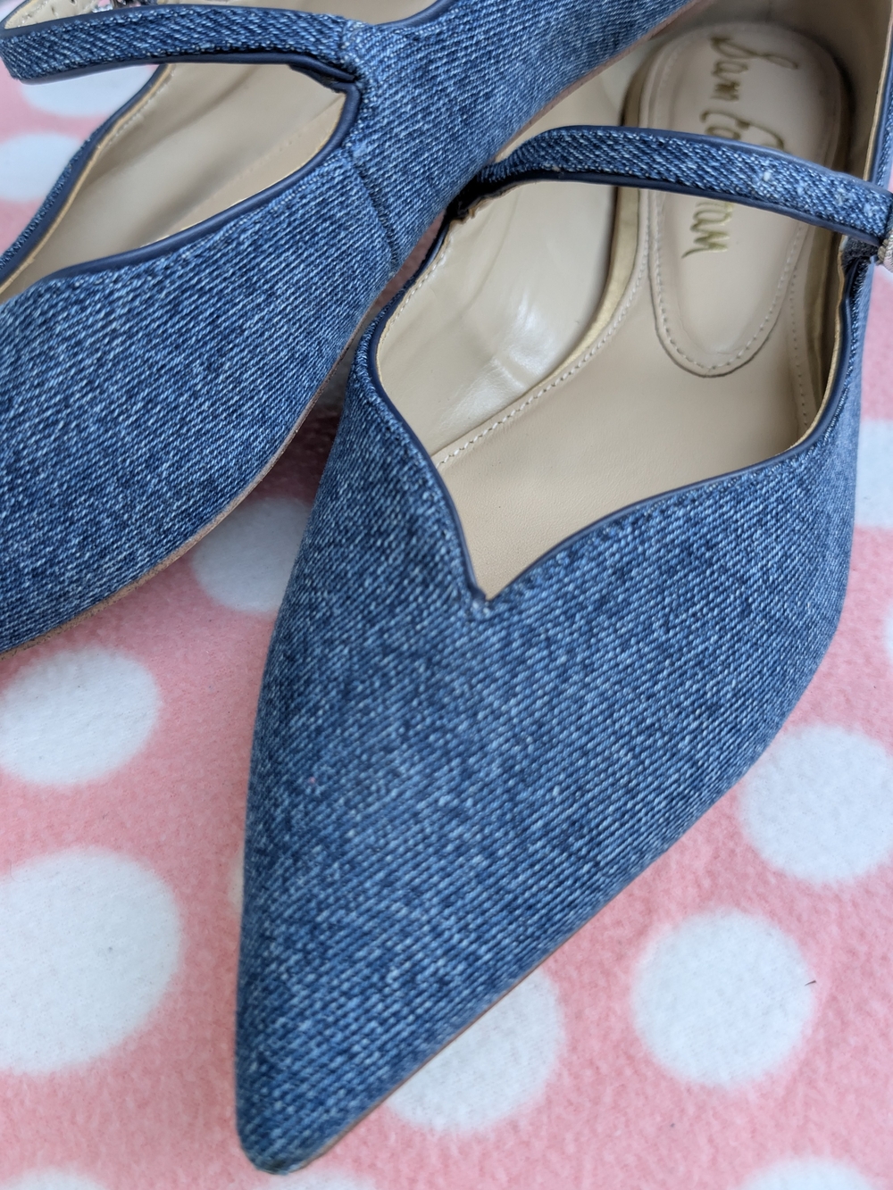 Sam Edelman Denim Blue Pointed Toe SlingPointed Toe Denim Mary Jane Flats - Blue - Picture 5 of 8